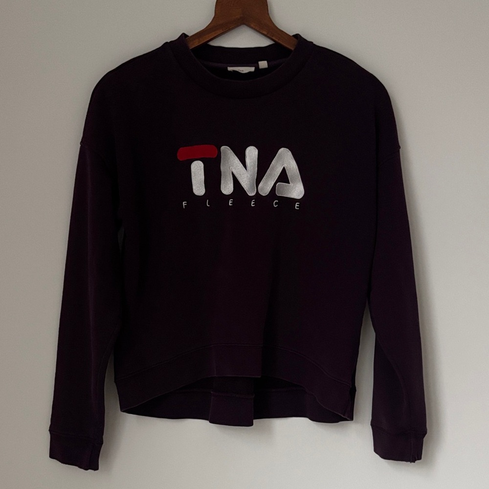 Aritzia TNA Deep Purple Long Sleeved Fleece Sweatshirt